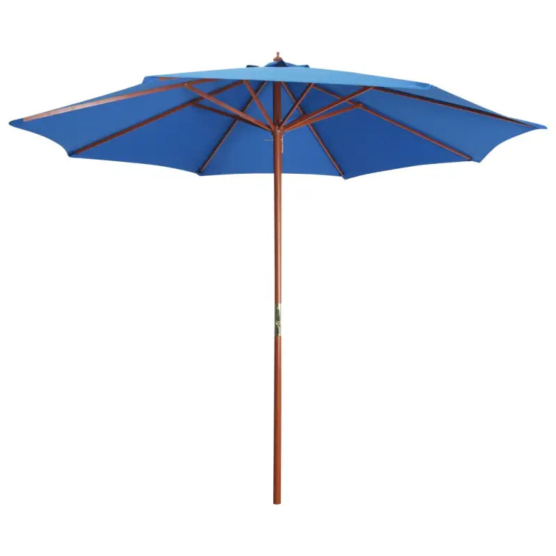 Elegante parasol met houten paal voor schaduw en uv-bescherming - Blauw - Parasols en zonneschermen
