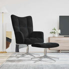Elegante relaxstoel met blokjespatroon voor een modern interieur - Zwart / 2 / Met voetensteun - Fauteuils &