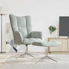 Elegante relaxstoel met blokjespatroon voor een modern interieur - Lichtgrijs / 2 / Met voetensteun - Fauteuils &