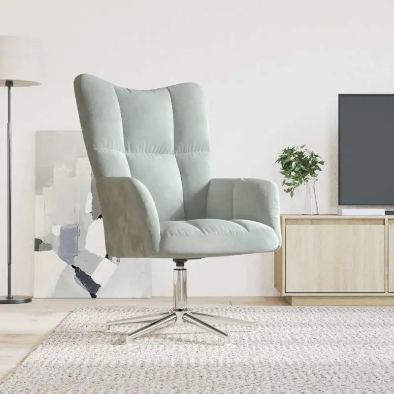 Elegante relaxstoel met blokjespatroon voor een modern interieur - Lichtgrijs / 2 / Zonder voetensteun - Fauteuils &