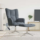 Elegante relaxstoel met blokjespatroon voor een modern interieur - Donkergrijs / 2 / Met voetensteun - Fauteuils &