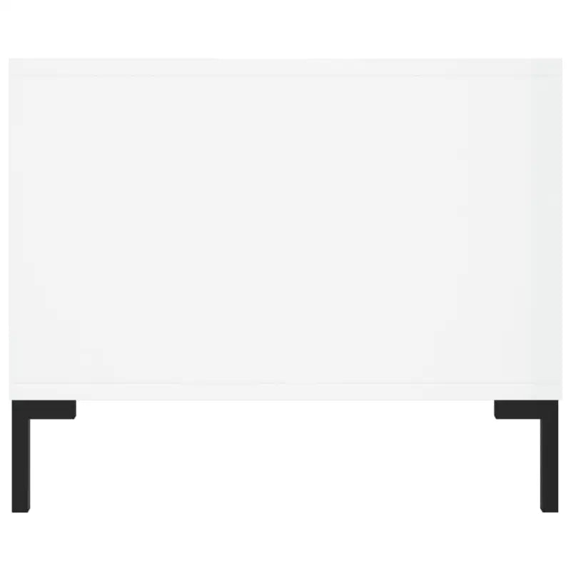 Elegante salontafel met bewerkt hout en ijzeren poten in hoogglans wit - Salontafels