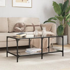 Elegante salontafel met glazen blad voor moderne woonkamers - Zwart glas / 98.5 x 50 x 40 cm / 1 - Salontafels