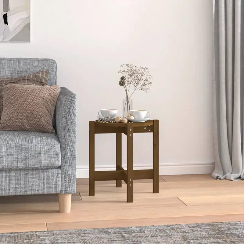 Elegante salontafel van massief grenenhout met rustieke uitstraling - Honingbruin / Ø 42.5 x 45 cm / 1 - Salontafels