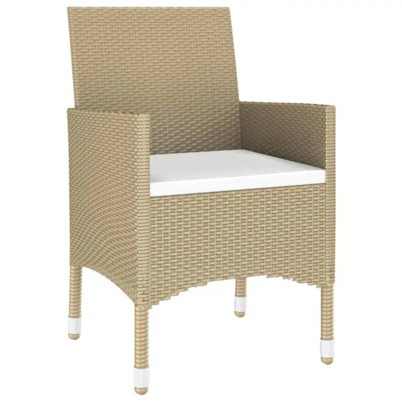 Elegante tuinset met poly rattan en gehard glazen tafelblad - Beige - Tuinsets