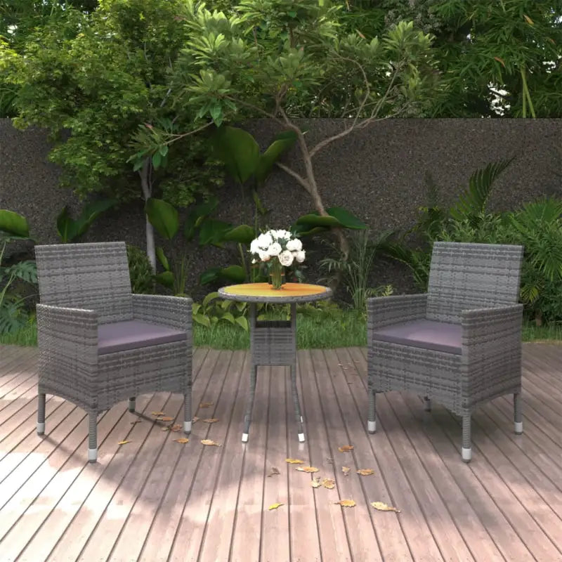 Elegante tuinset met poly rattan en massief acaciahout materialen - Grijs - Tuinsets