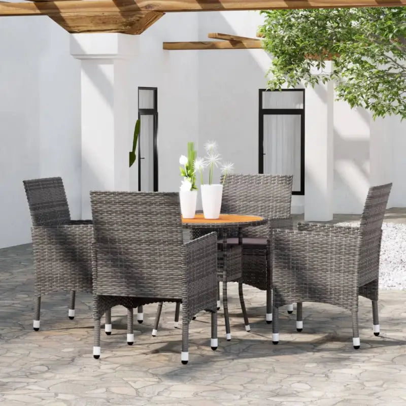 Elegante tuinset met poly rattan en massief acaciahout ontwerp - Grijs - Tuinsets