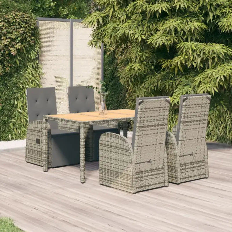 Elegante tuinset met poly rattan voor dineren en ontspannen - 150 cm tafellengte / 5 - Tuinsets