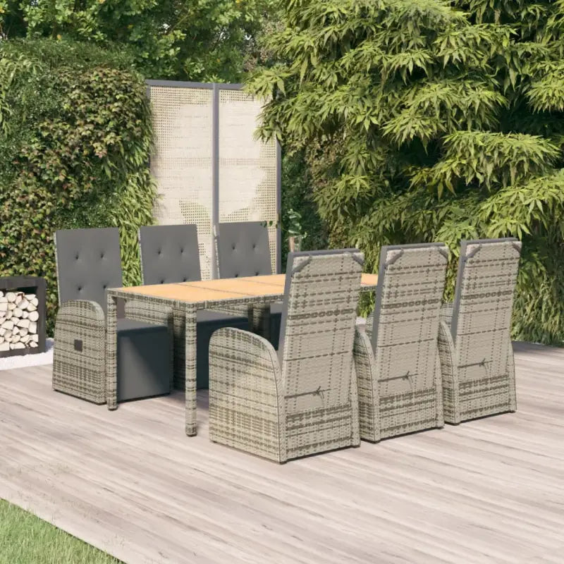 Elegante tuinset met poly rattan voor dineren en ontspannen - 190 cm tafellengte / 7 - Tuinsets