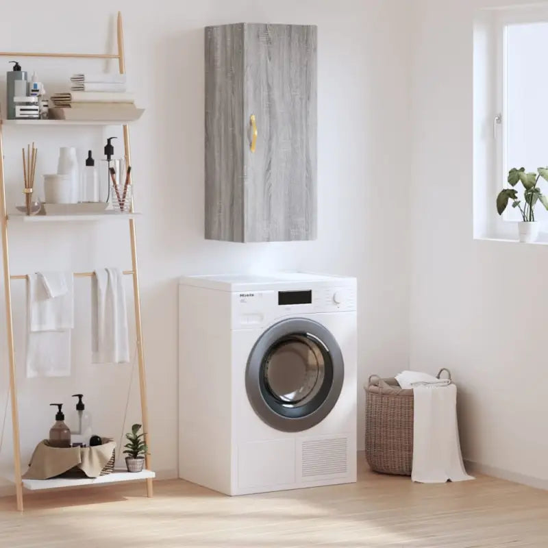 Elegante wandgemonteerde dressoir van bewerkt hout voor een tijdloze uitstraling - Grijs sonoma / 1 - Dressoirs &