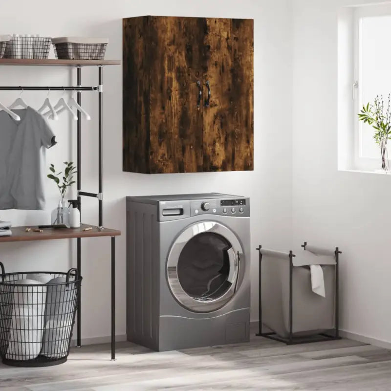 Elegante wandkast van bewerkt hout voor een tijdloze interieurstijl - Gerookt eiken / 1 - Dressoirs & buffetkasten