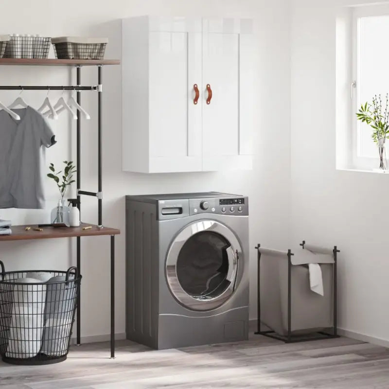 Elenente wandkapstok van bewerkt hout met tijdloos ontwerp - Hoogglans wit / 1 - Dressoirs & buffetkasten