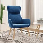 Fauteuil met optimaal zitcomfort en massief rubberwood poten - Blauw / 1 / Zonder voetensteun - Fauteuils &
