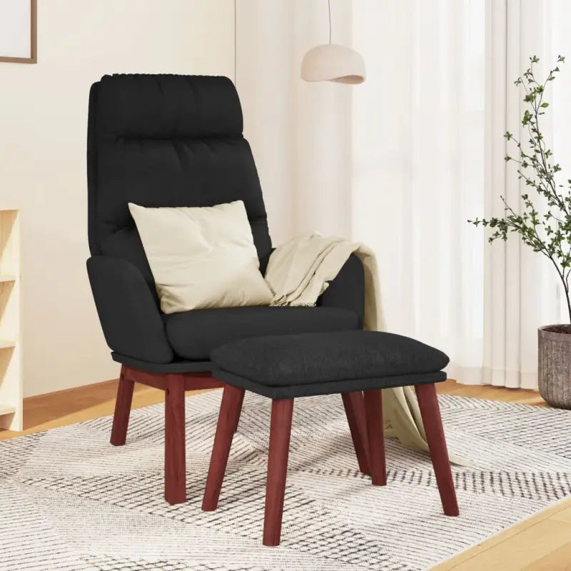 Fauteuil met optimaal zitcomfort en zacht stof voor comfort en stabiliteit - Zwart / 1 / Met voetensteun - Fauteuils &