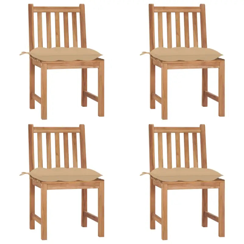 Fijn geschuurde houten tuinstoelen set voor in de tuin of op terras - Beige / 4 - Tuinstoelen