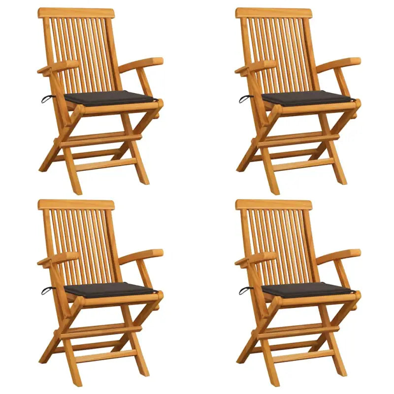 Fijn geschuurde houten tuinstoelen set voor tuin en terras - Taupe / 4 - Tuinstoelen
