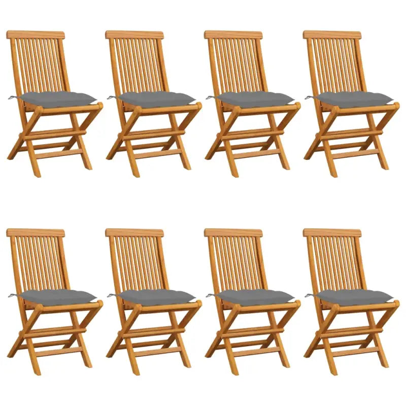 Fijn geschuurde Inklapbare Houten Tuinstoelen met Elegant Design - Grijs / 8 - Tuinstoelen