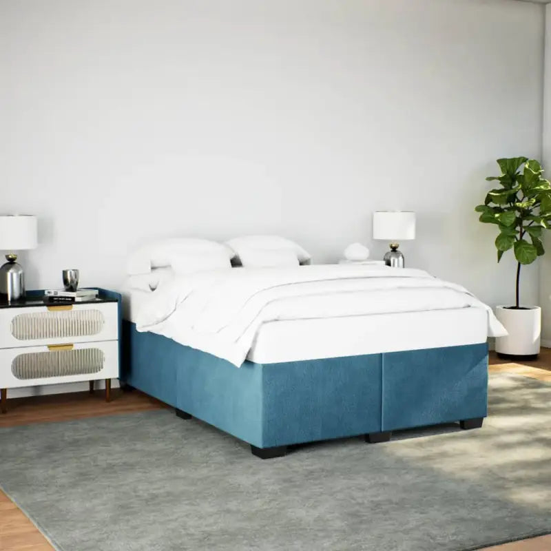 Fluwelen Bedframe voor Comfort en Stijl in de Slaapkamer - Blauw / 140 x 200 cm - Bedden & bedframes