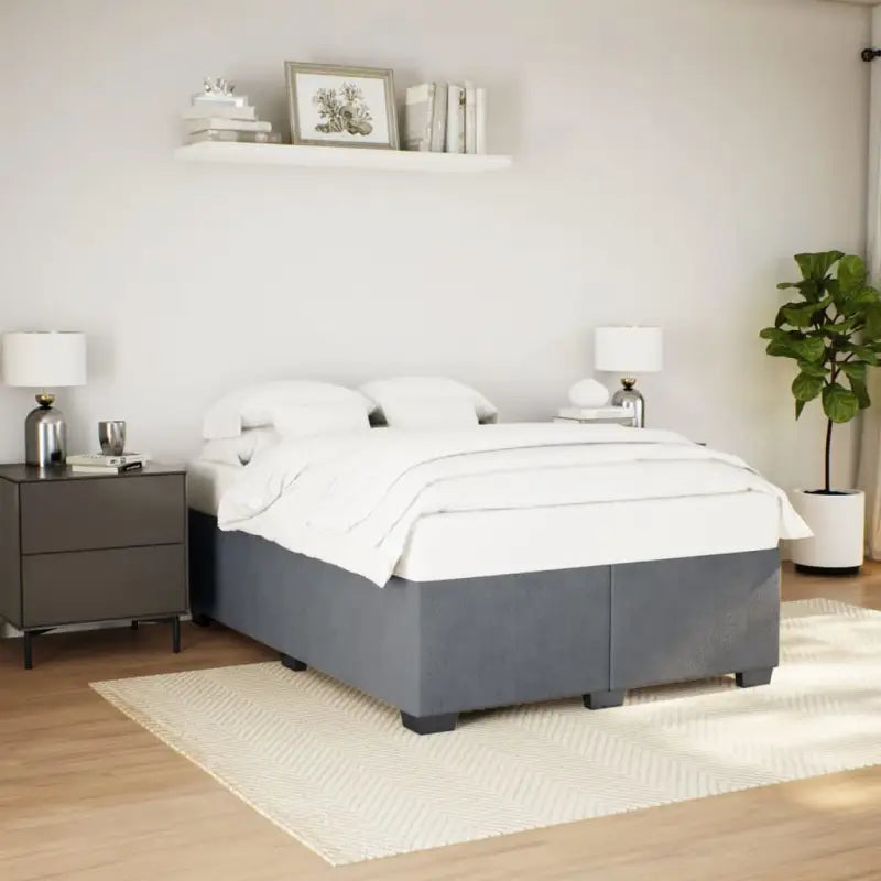 Fluwelen Bedframe voor Comfort en Stijl in de Slaapkamer - Donkergrijs / 140 x 200 cm - Bedden & bedframes
