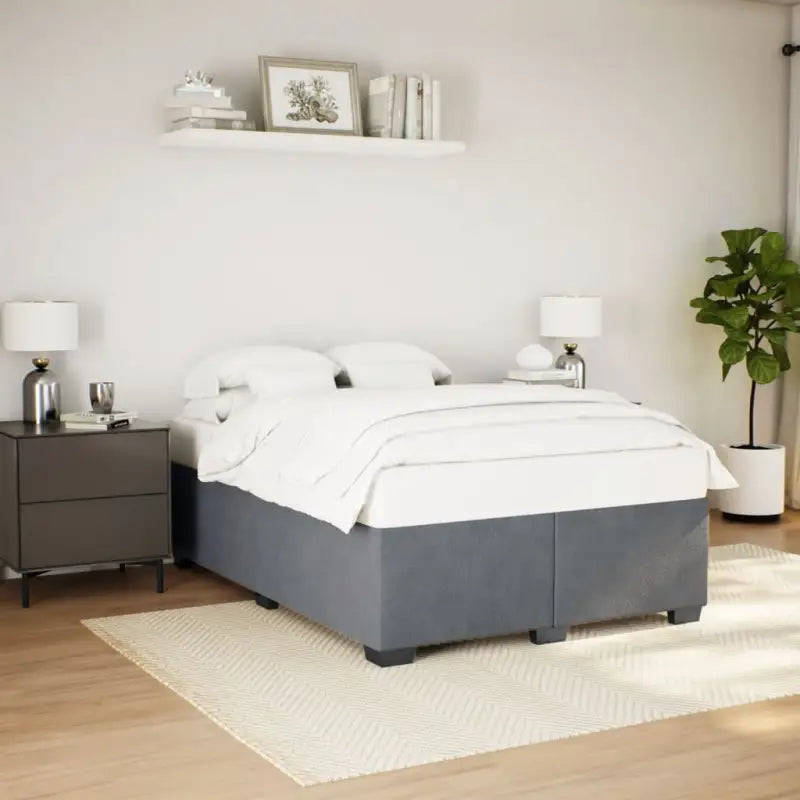 Fluwelen Bedframe voor Comfort en Stijl in de Slaapkamer - Donkergrijs / 160 x 200 cm - Bedden & bedframes
