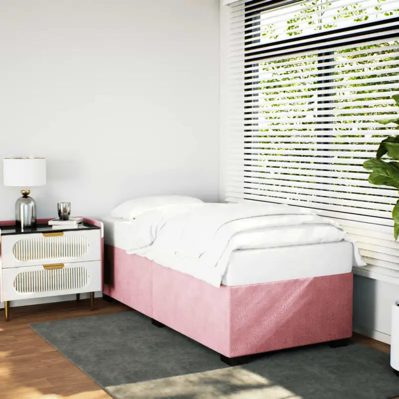 Fluwelen Bedframe voor Comfort en Stijl in de Slaapkamer - Roze / 90 x 190 cm - Bedden & bedframes