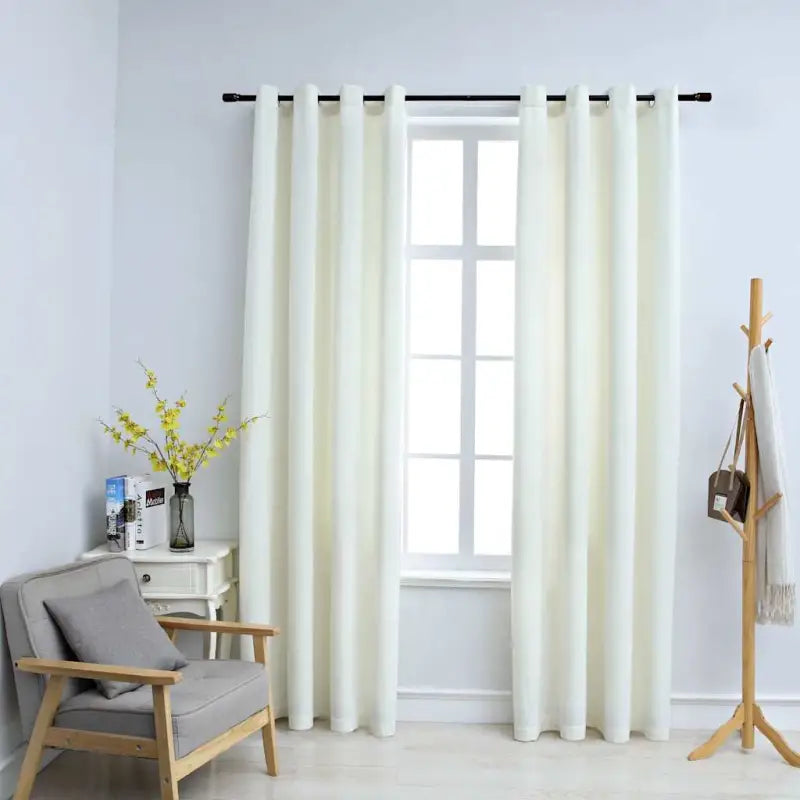 Fluwelen gordijnen met metalen ringen voor elegante privacy en warmte - Crème / 140 x 245 cm / 2 - Gordijnen & vitrages
