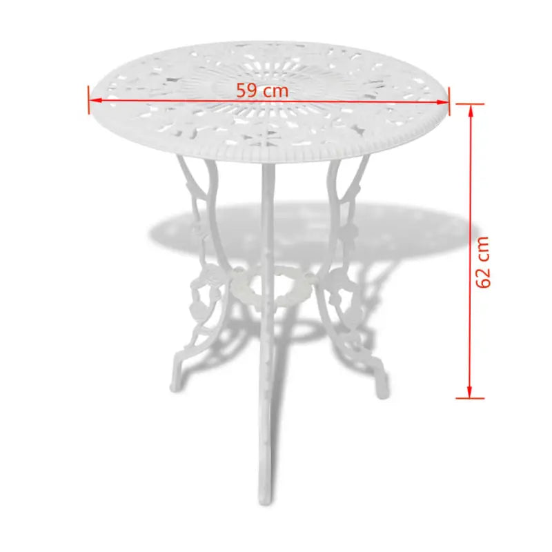 Gegoten aluminium bistroset met ronde tafel voor tuin en terras - Wit - Tuinsets
