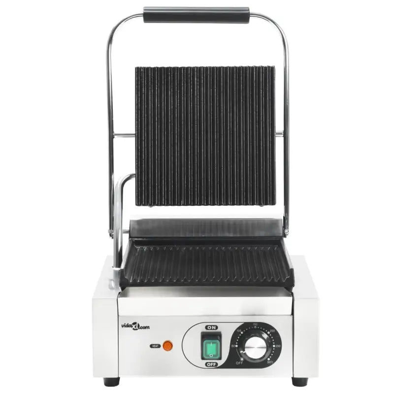 Gegroefde Panini Grill met Gietijzeren Platen voor snel grillen - Elektrische bakplaten & grills