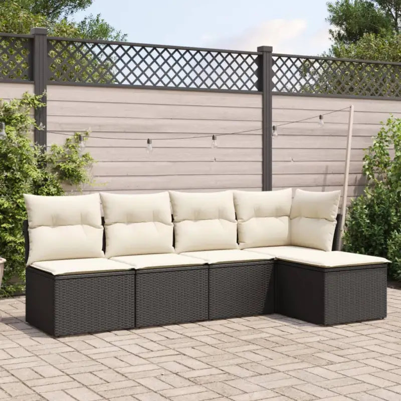 Gele loungeset van gepoedercoat staal met comfortabele beige materialen - Zwart en crème / Zonder tafel - Tuinsets