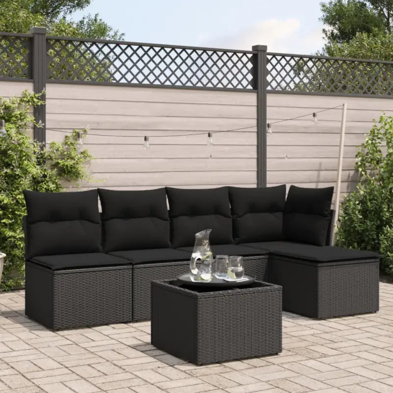 Gele loungeset van gepoedercoat staal met comfortabele beige materialen - Zwart / Met tafel - Tuinsets