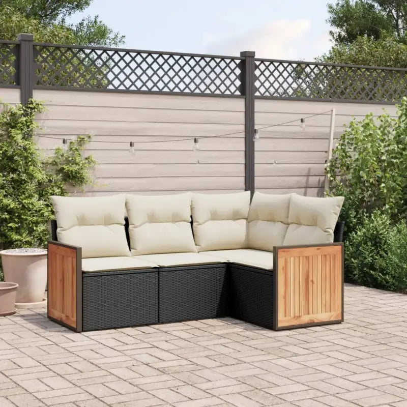 Geleun loungeset van grijs gepoedercoat staal voor tuin en terras - Zwart en crème / Zonder tafel - Tuinsets