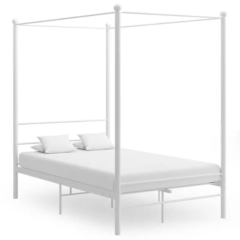 Gepoedercoat metalen bed met bovenframe voor privacy en charme - Wit / 120 x 200 cm - Bedden & bedframes