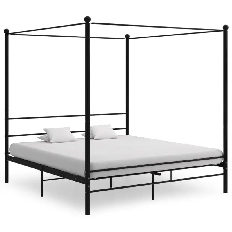 Gepoedercoat metalen bed met bovenframe voor privacy en charme - Zwart / 180 x 200 cm - Bedden & bedframes