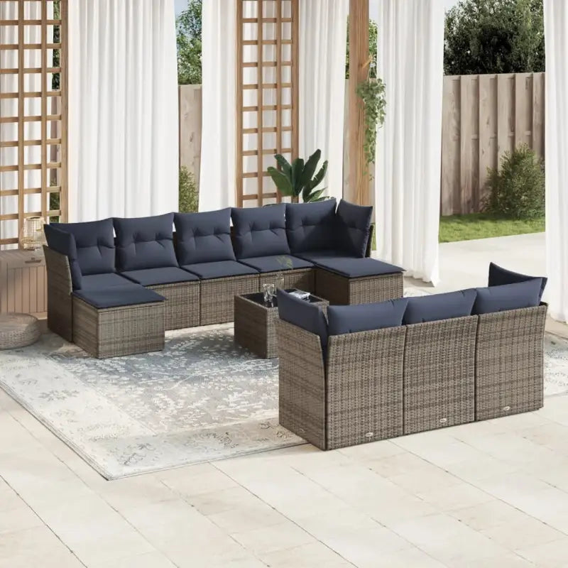 Gepoedercoat staal loungeset in grijs voor tuin en terras - Beige en grijs / Zonder tafel - Tuinsets