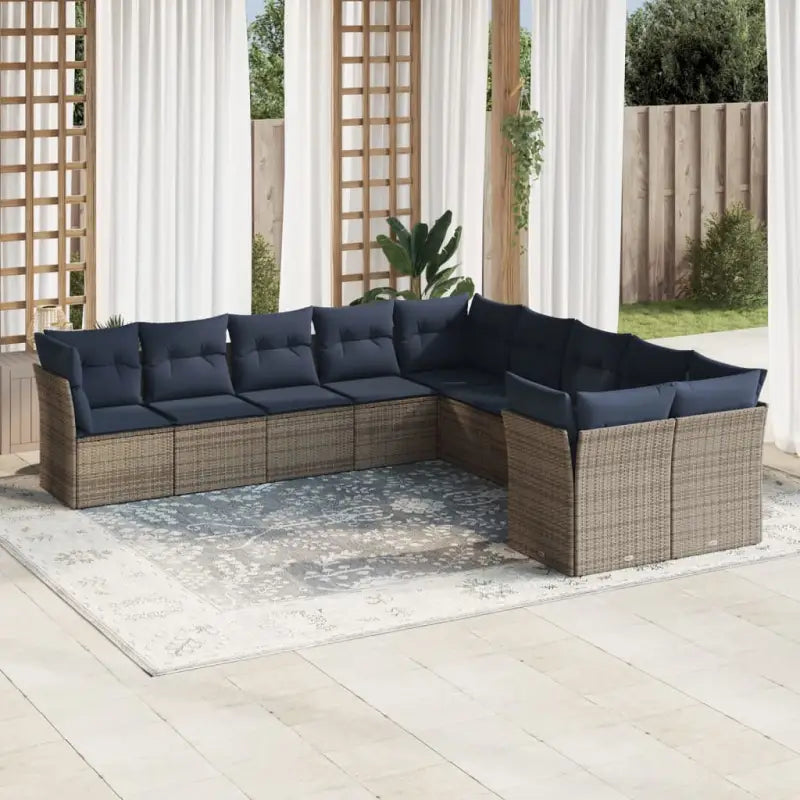 Gepoedercoat staal loungeset met poly rattan voor een comfortabele zitervaring - Beige en grijs / Zonder tafel