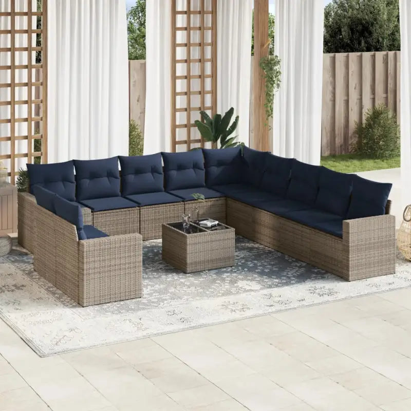 Gepoedercoat staal tuinset in grijs materiaal met comfortabele afmetingen - Beige en grijs / Met tafel - Tuinsets