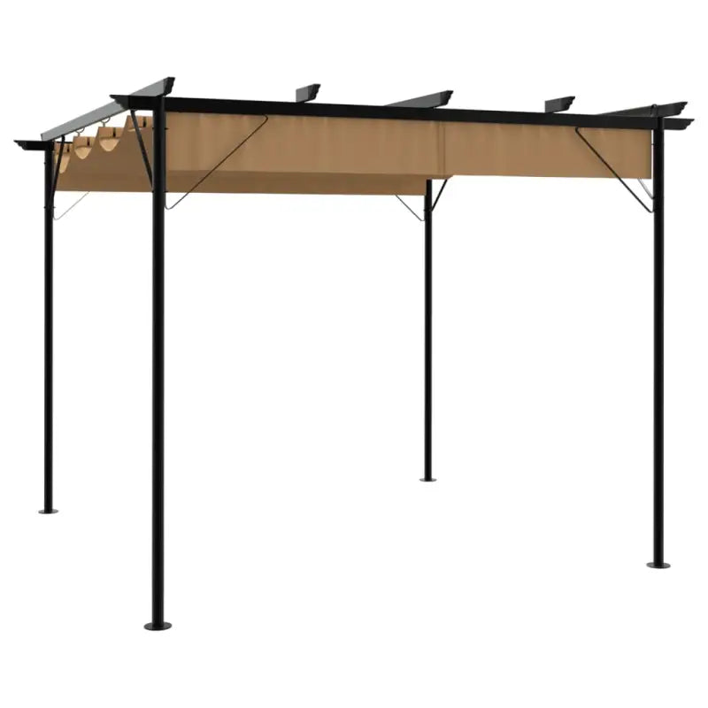 Gepoedercoat Stalen Tuinbogen met Uitschuifbare Dak voor Buitenruimte - Taupe / 1 - Tuinbogen latwerk & pergola’s