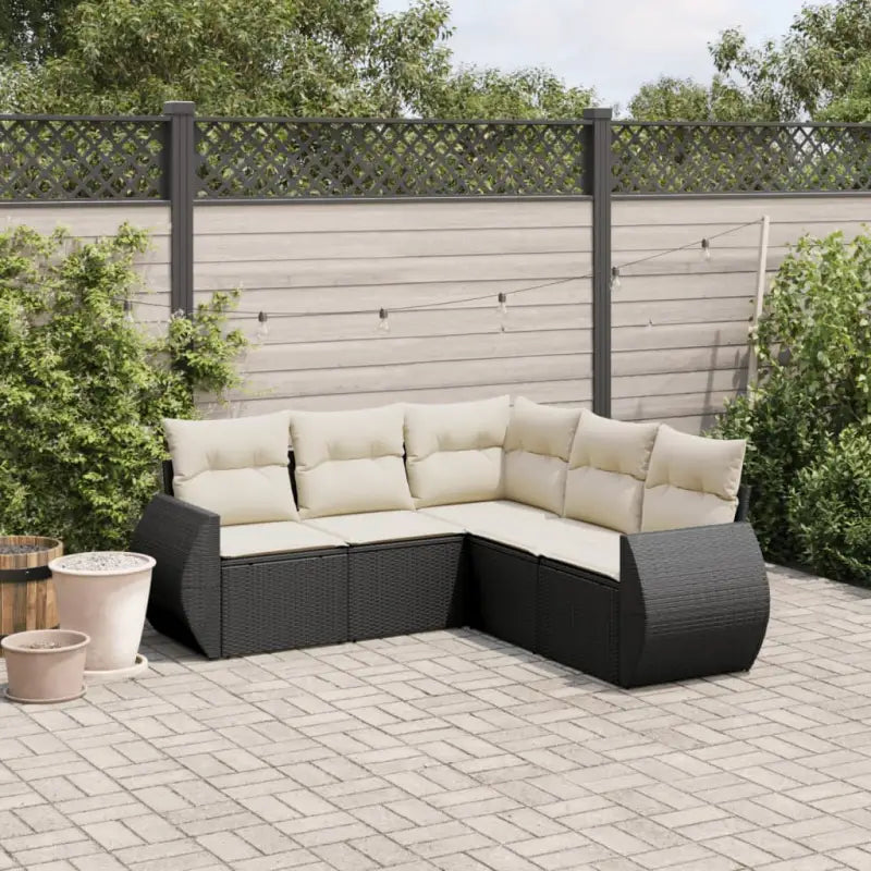 Gepoedercoate stalen tuinset met beige materiaal en comfortabele afmetingen - Zwart en crème / Zonder tafel - Tuinsets