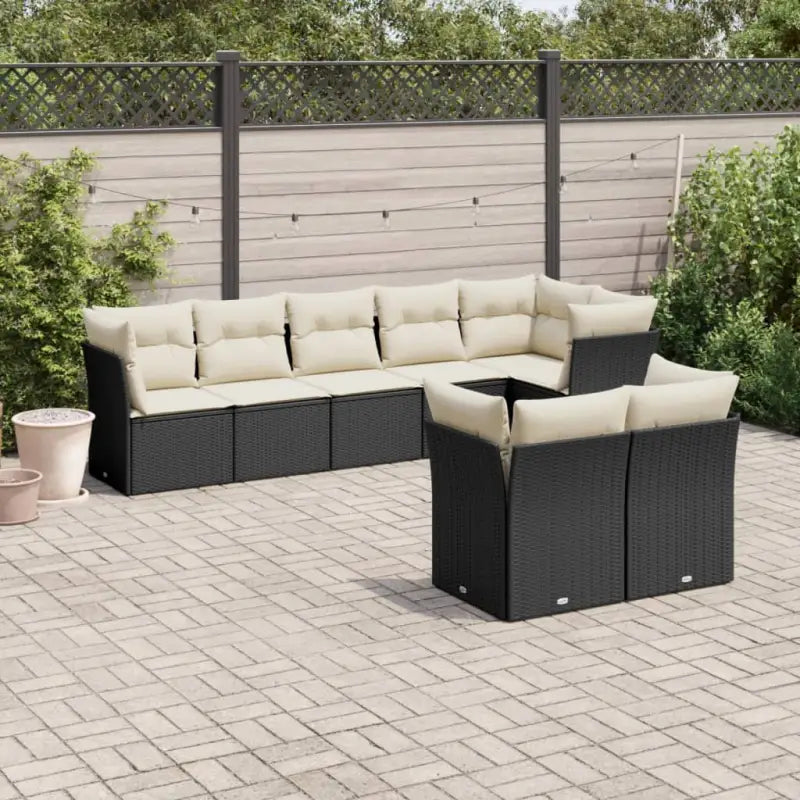 Gepoedercoate tuinset met poly rattan voor een comfortabele zitervaring - Zwart en crème / Zonder tafel - Tuinsets