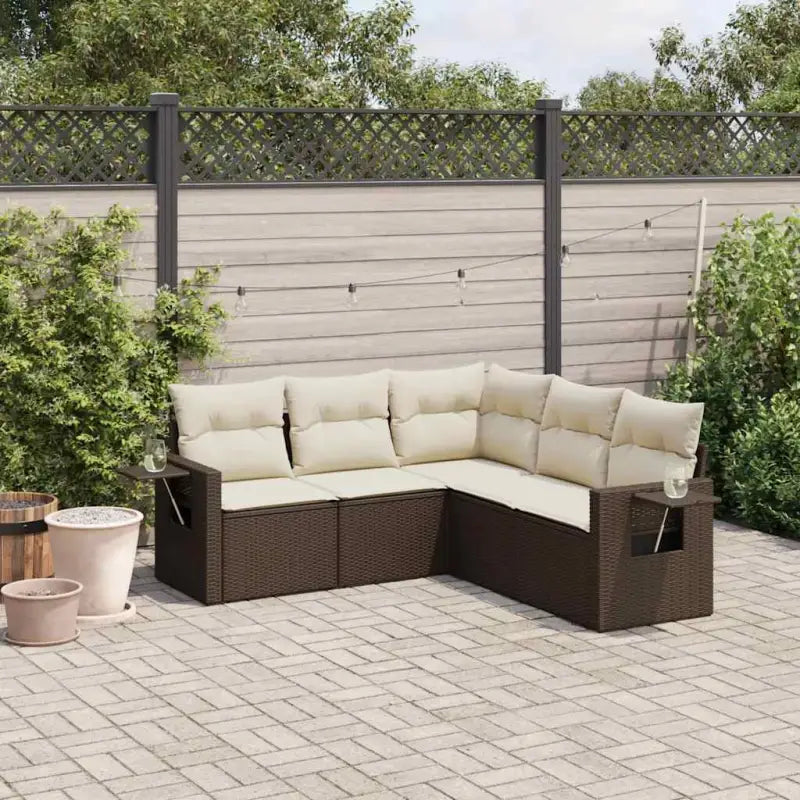 Gepoeedercoat staal loungeset in grijs met comfortabele afmetingen - Bruin en crème / Zonder tafel - Tuinsets