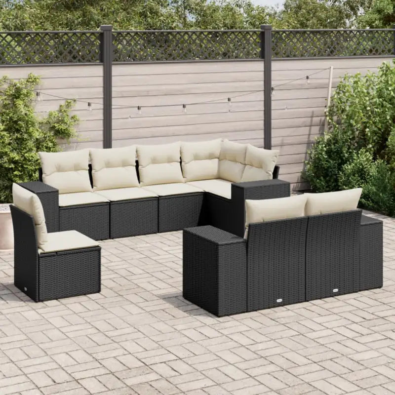 Gepoeedercoat staal tuinset met beige materiaal voor buitenplezier - Zwart en crème / Met tafel - Tuinsets