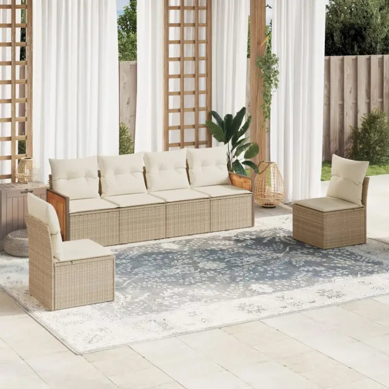 Gepolijst tuinset van poly rattan met comfortabele zitervaring en afmetingen - beige en crèmekleurig / Zonder tafel