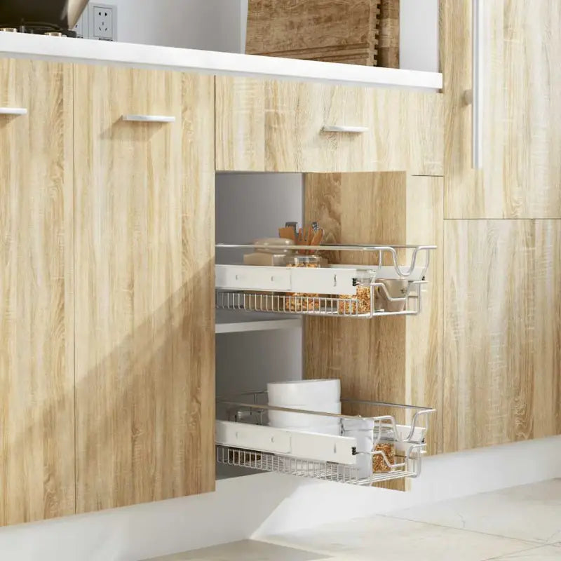 Gepolijst verchroomd staaldraad keukenrek voor handige opbergruimte - Zilver / 300 mm / 2 - Houders & rekken