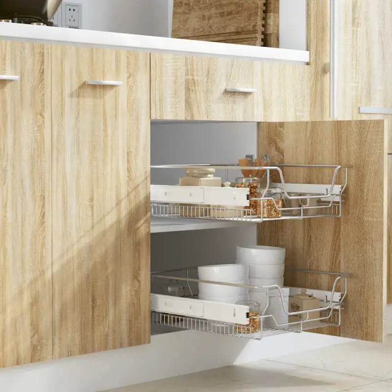 Gepolijst verchroomd staaldraad keukenrek voor handige opbergruimte - Zilver / 500 mm / 2 - Houders & rekken