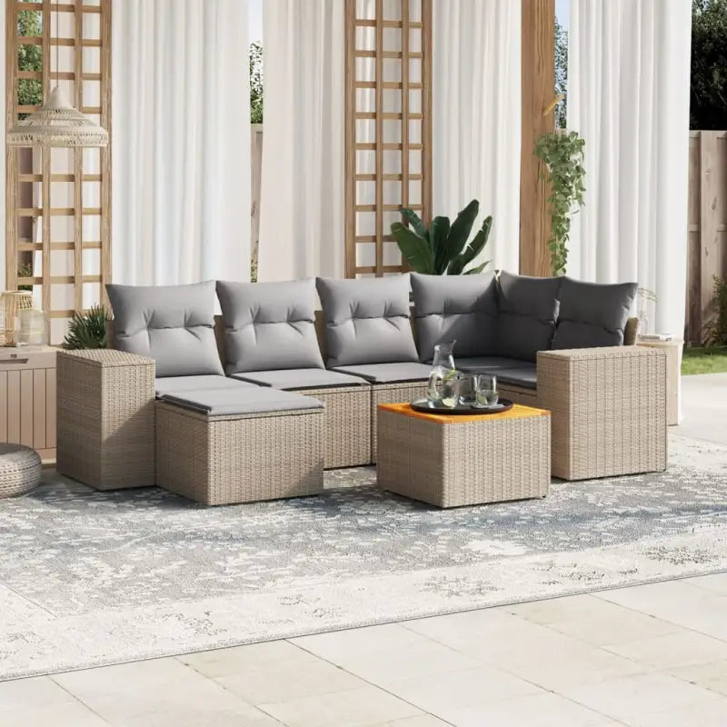 Gepolijste loungeset met beige materiaal en gepoedercoat staal afmetingen - Beige en grijs - Tuinsets