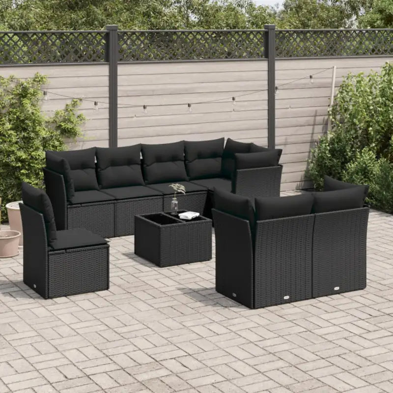 Gepolijste loungeset met poly rattan en beige materiaal voor buitengebruik - Zwart / Met tafel - Tuinsets
