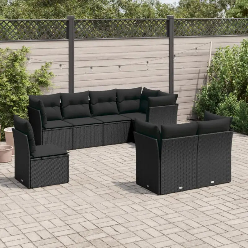 Gepolijste loungeset met poly rattan en beige materiaal voor buitengebruik - Zwart / Zonder tafel - Tuinsets