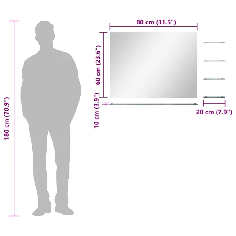 Gepolijste wandspiegel met schappen en gehard glas voor badkamer of woonkamer - Spiegels