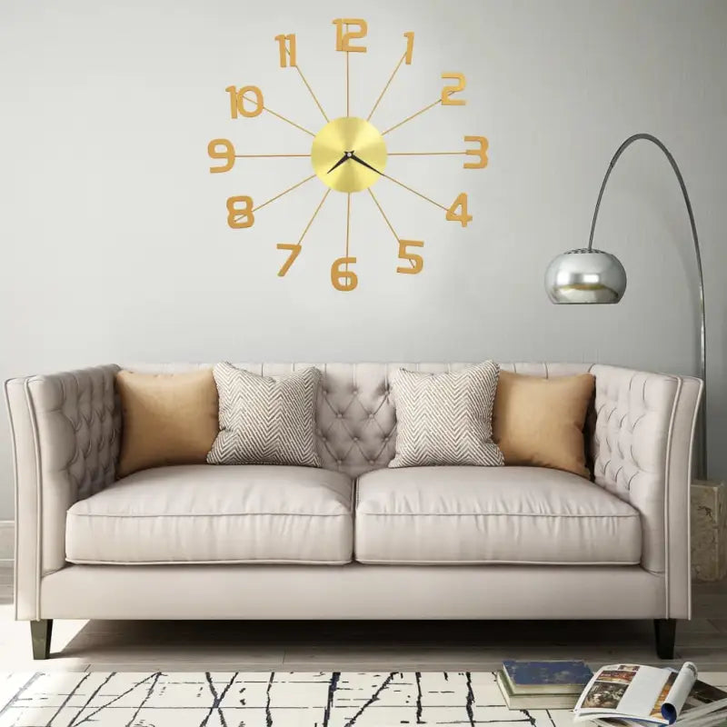 Gouden wandklok met kristallen details voor stijlvolle inrichting - Goud / 50 cm - Wandklokken