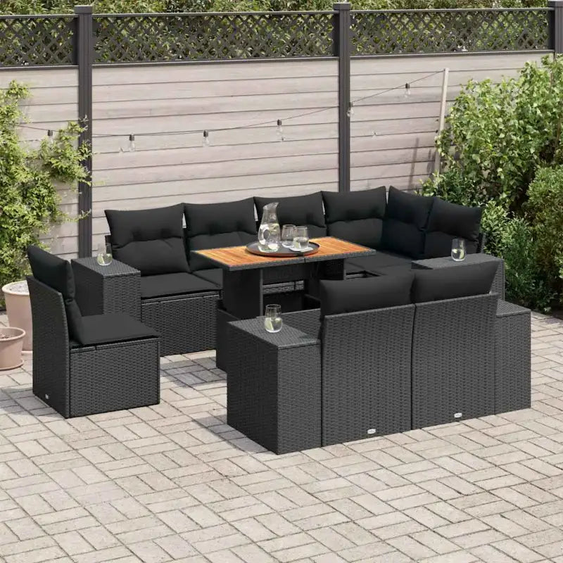 Grijs materiaal loungeset van gepoedercoat staal voor buitengebruik - Zwart / 5x hoek + Tafel + 3x midden - Tuinsets